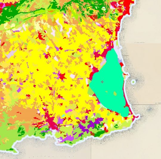 Ocupación del suelo en el Mar Menor. Fuente Iberpix